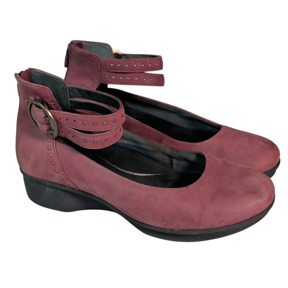Dansko Lois Mary Jane Shoes Womens Size 9.5 EU 40 Red Leather Ankle Strap Boho